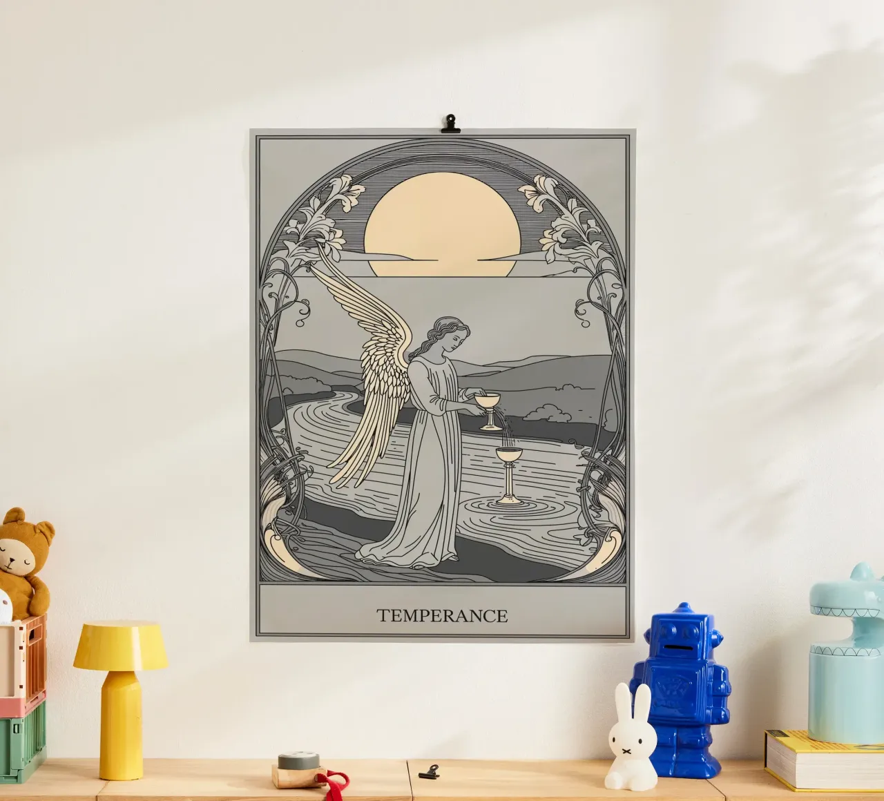 Tarocchi della Temperanza - Guardiano dell'equilibrio poster con telaio in plastica da Mystique & Muse