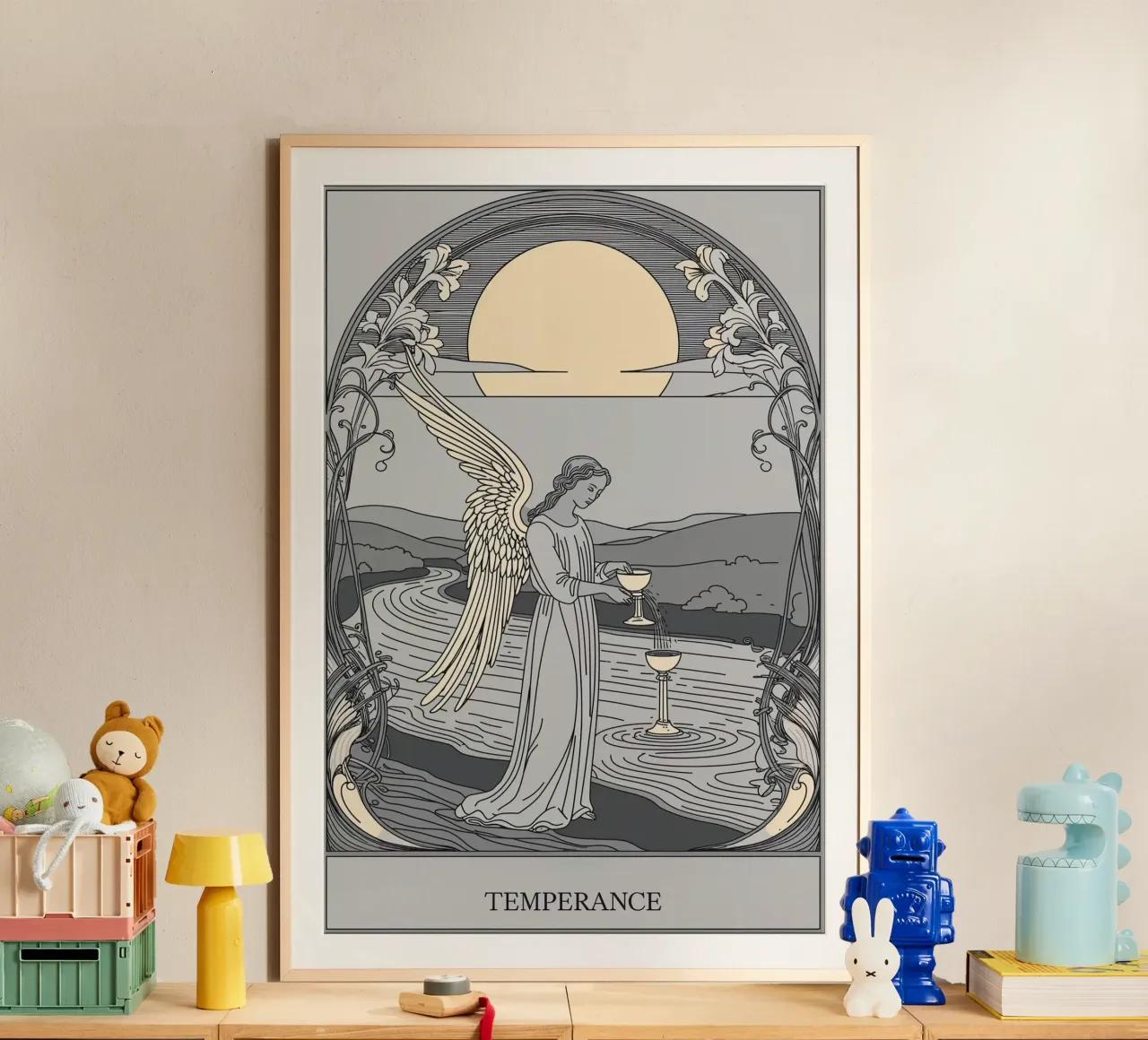 Tarocchi della Temperanza - Guardiano dell'equilibrio poster con telaio in plastica da Mystique & Muse