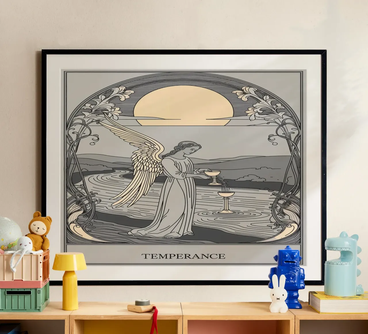 Tarocchi della Temperanza - Guardiano dell'equilibrio poster con telaio in plastica da Mystique & Muse