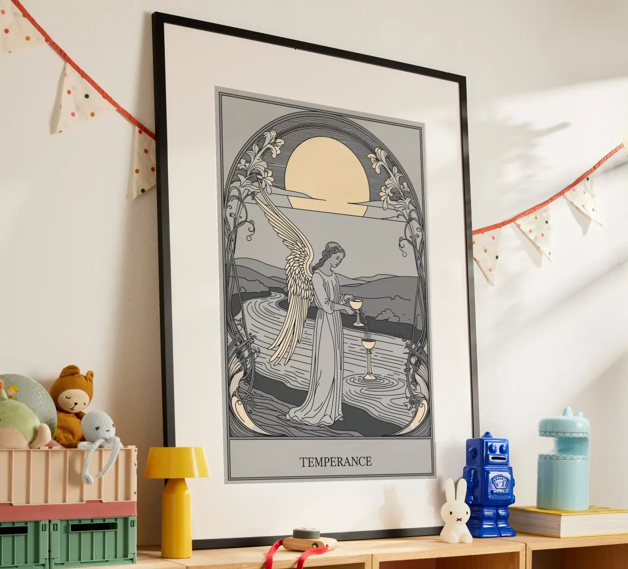 Tarocchi della Temperanza - Guardiano dell'equilibrio poster con telaio in plastica da Mystique & Muse