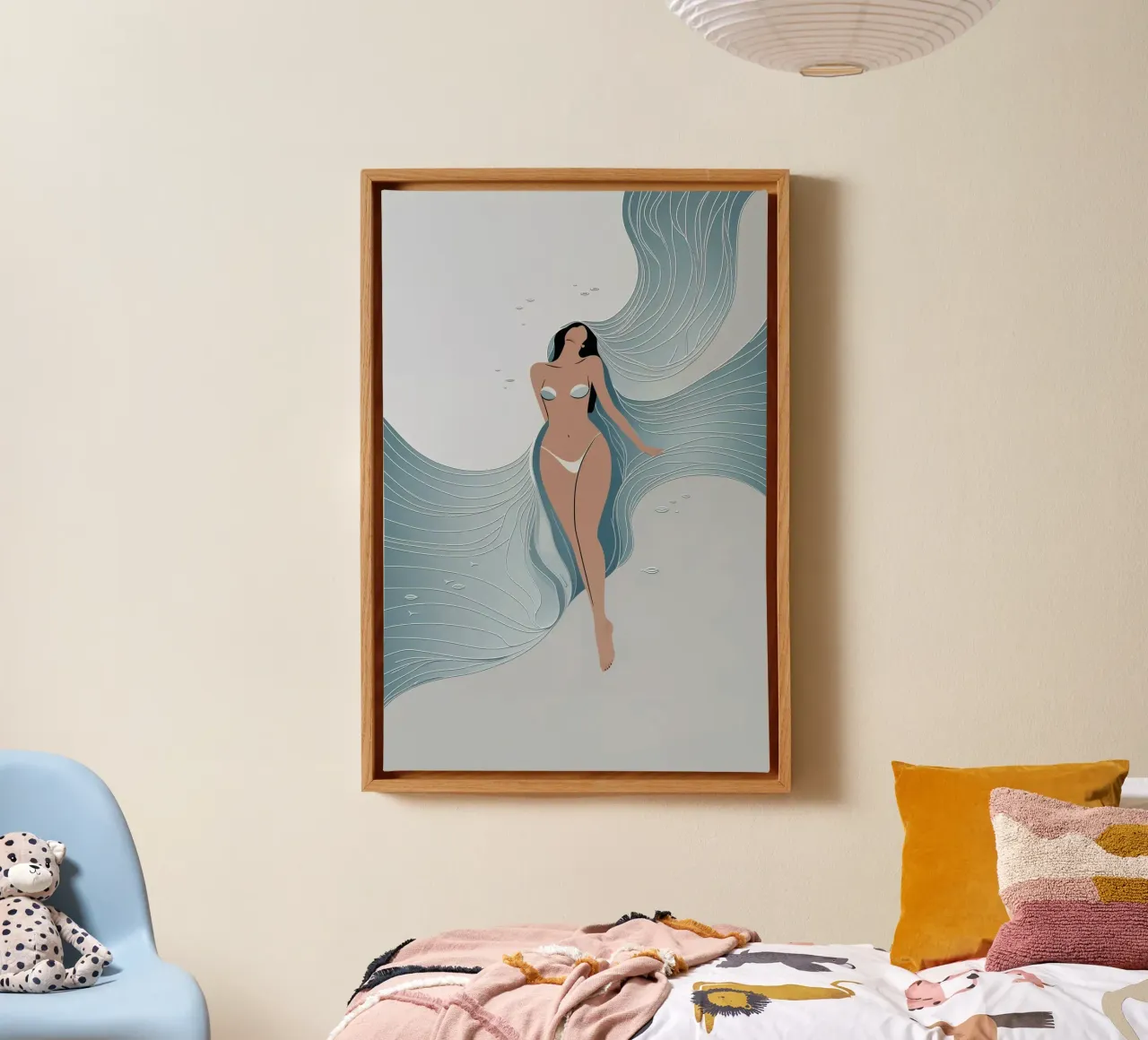 Essenza fluida della femminilità tela con Cornice a cassetta da Mystique & Muse