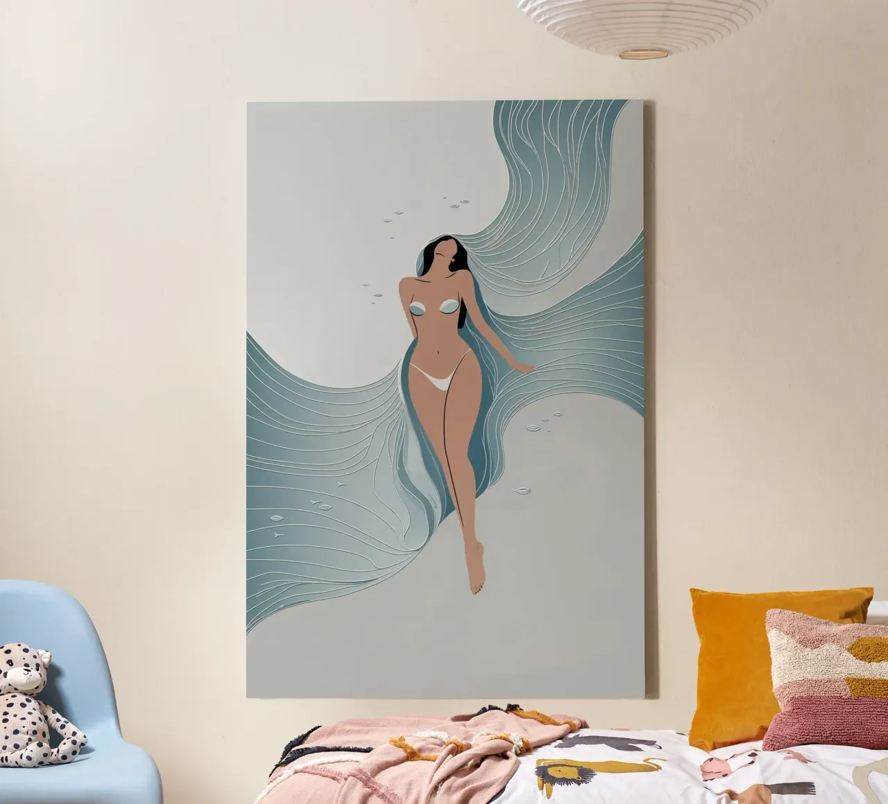 Essenza fluida della femminilità tela con Cornice a cassetta da Mystique & Muse