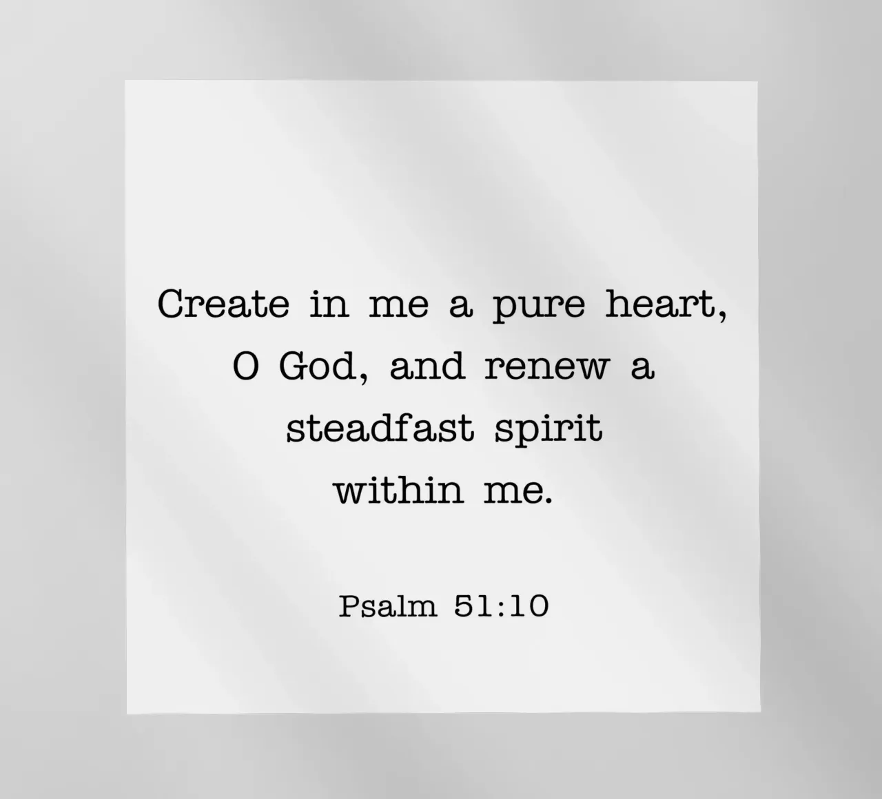 Psalm 51:10 quote pellicola backlit da Paigaam Studio