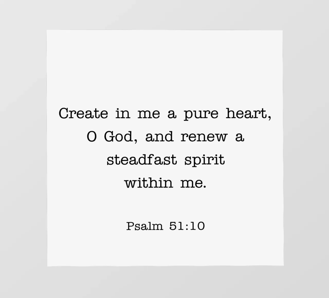 Psalm 51:10 quote pellicola backlit da Paigaam Studio