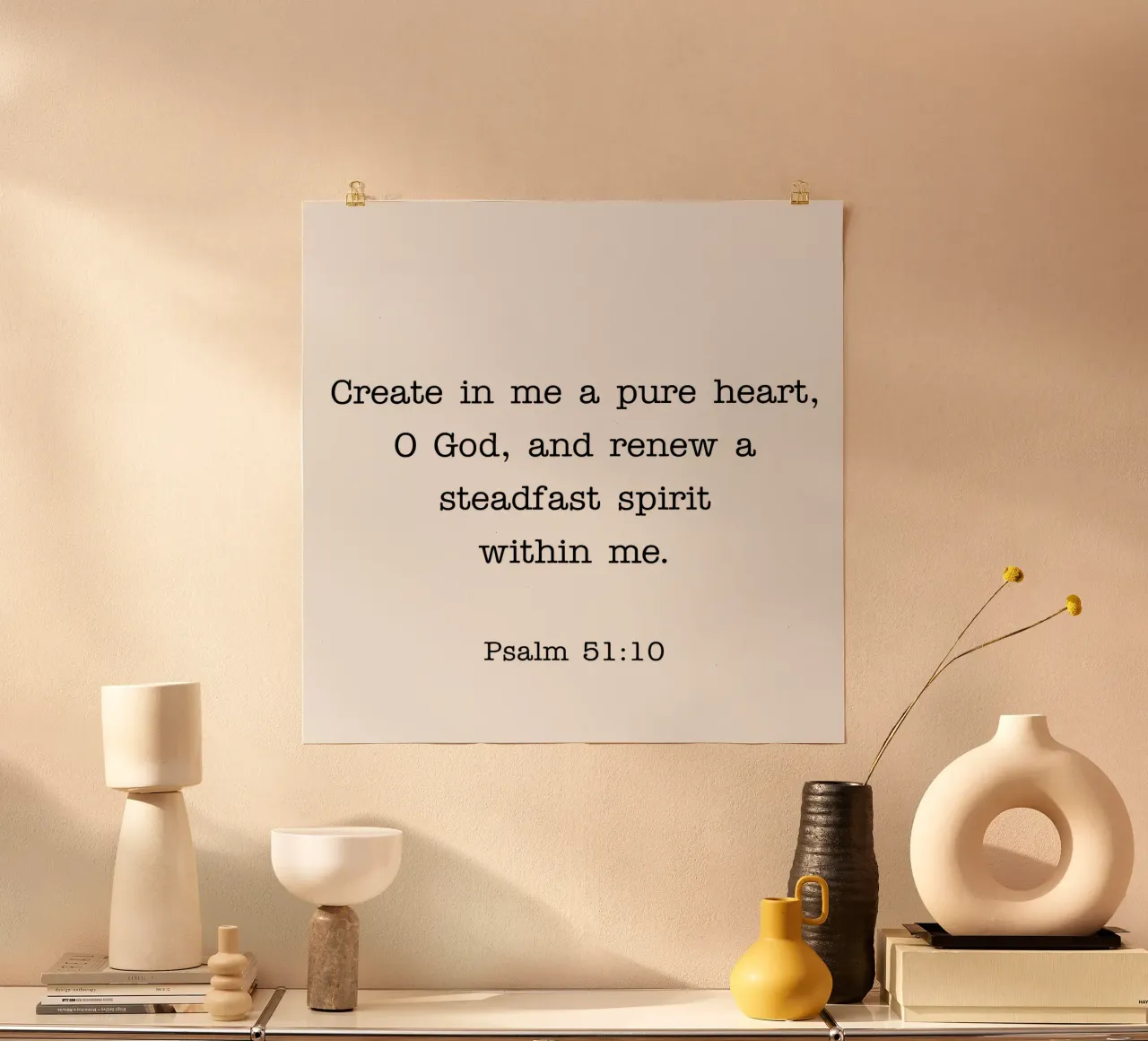 Psalm 51:10 quote poster da Paigaam Studio