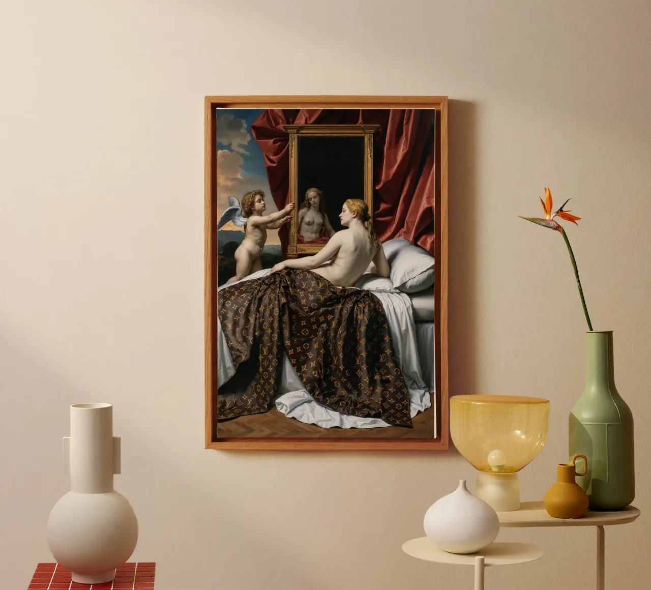 Riflessi di Venere: Una fusione rinascimentale di lusso | Esclusiva tela con Cornice a cassetta da Renaissance Rebel