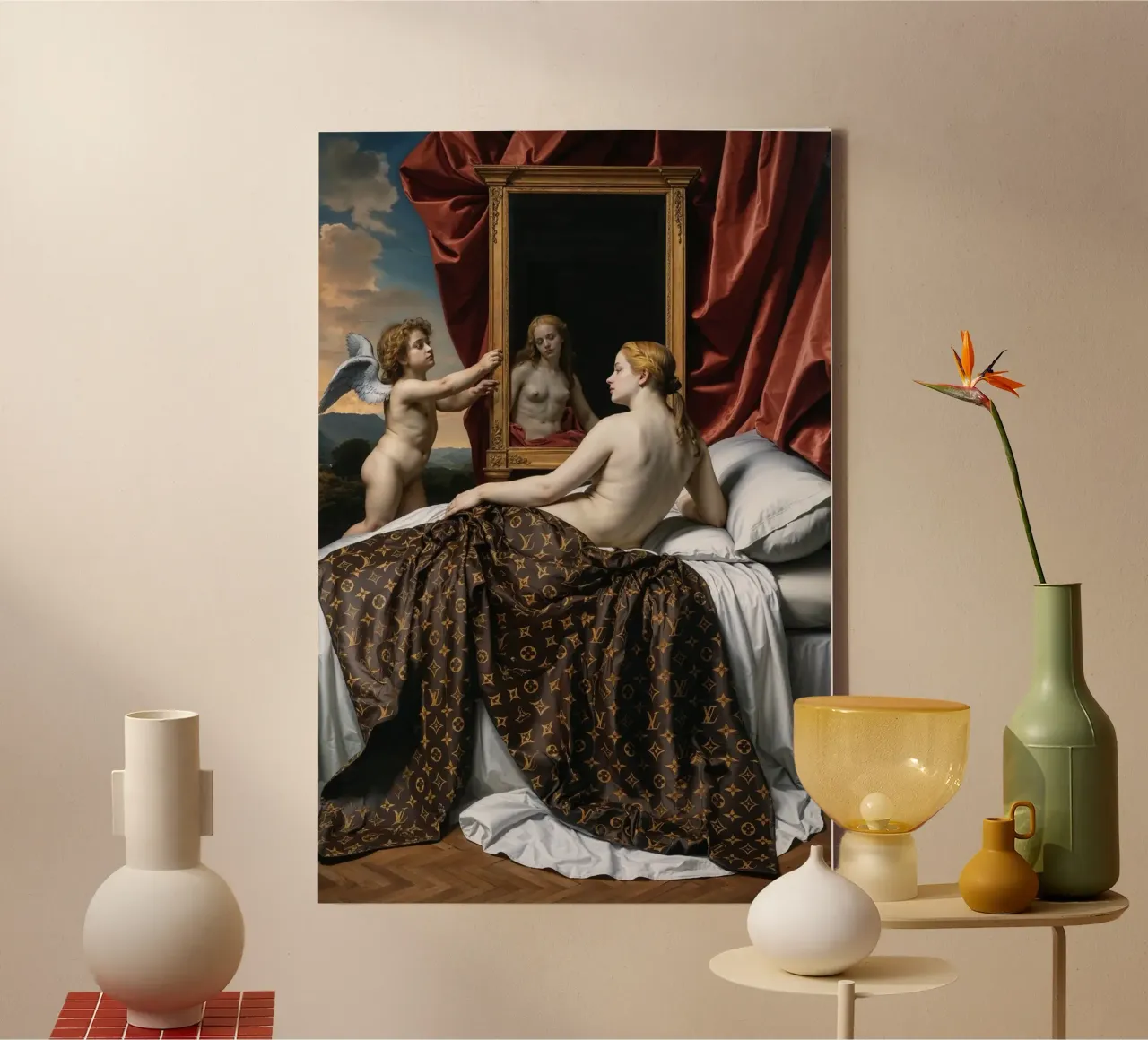 Riflessi di Venere: Una fusione rinascimentale di lusso | Esclusiva tela con Cornice a cassetta da Renaissance Rebel