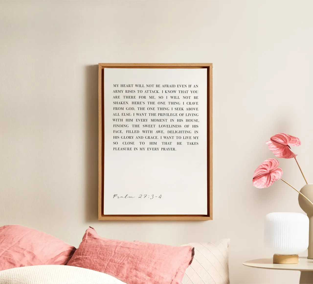 Psalm 27:3:4 canvas met Baklijst van Paigaam Studio