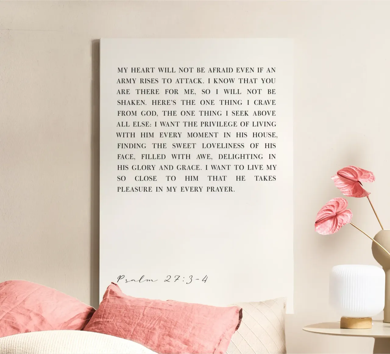 Psalm 27:3:4 canvas met Baklijst van Paigaam Studio