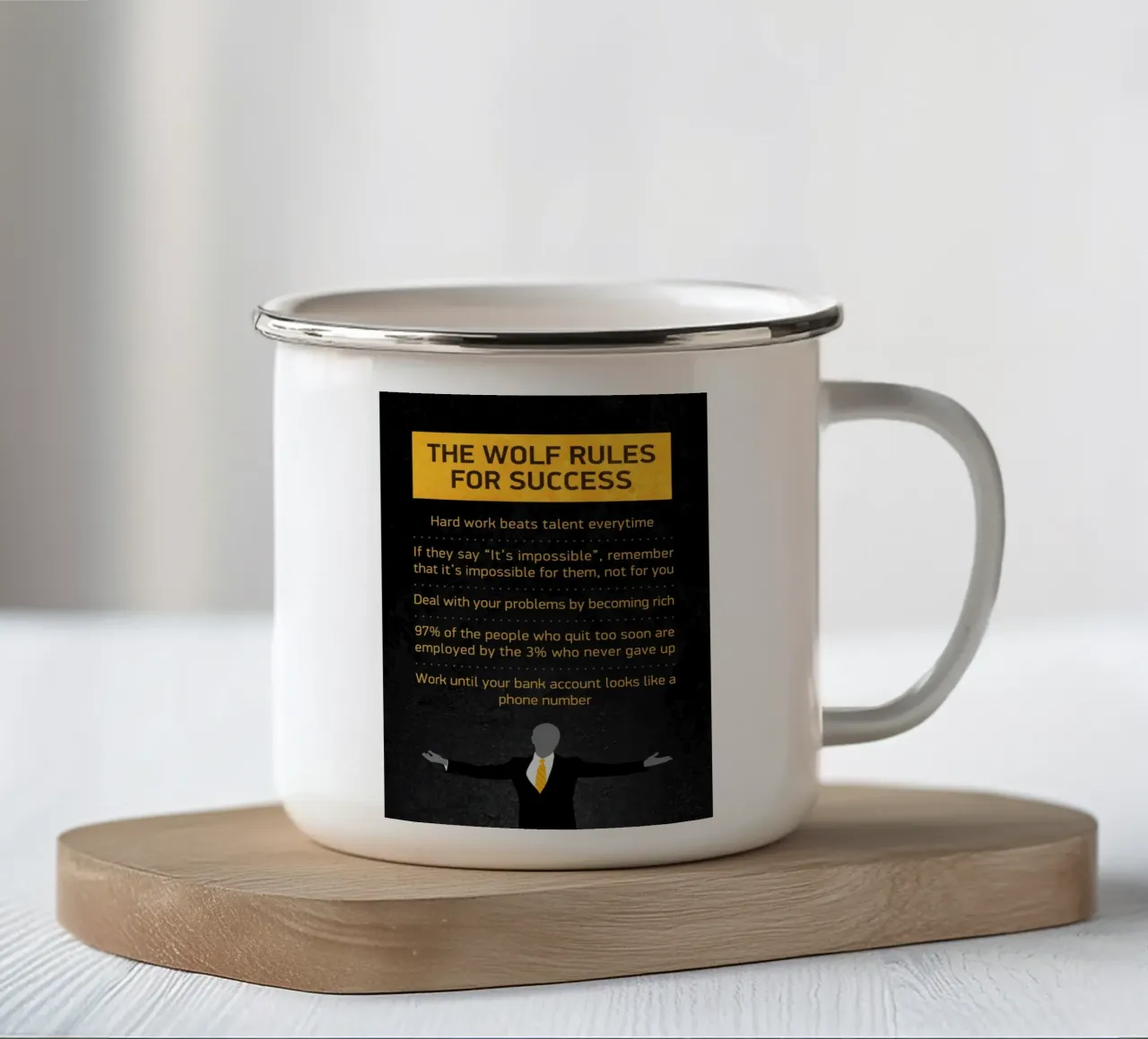 The Wolf Rules tazza in smalto da nabakumov