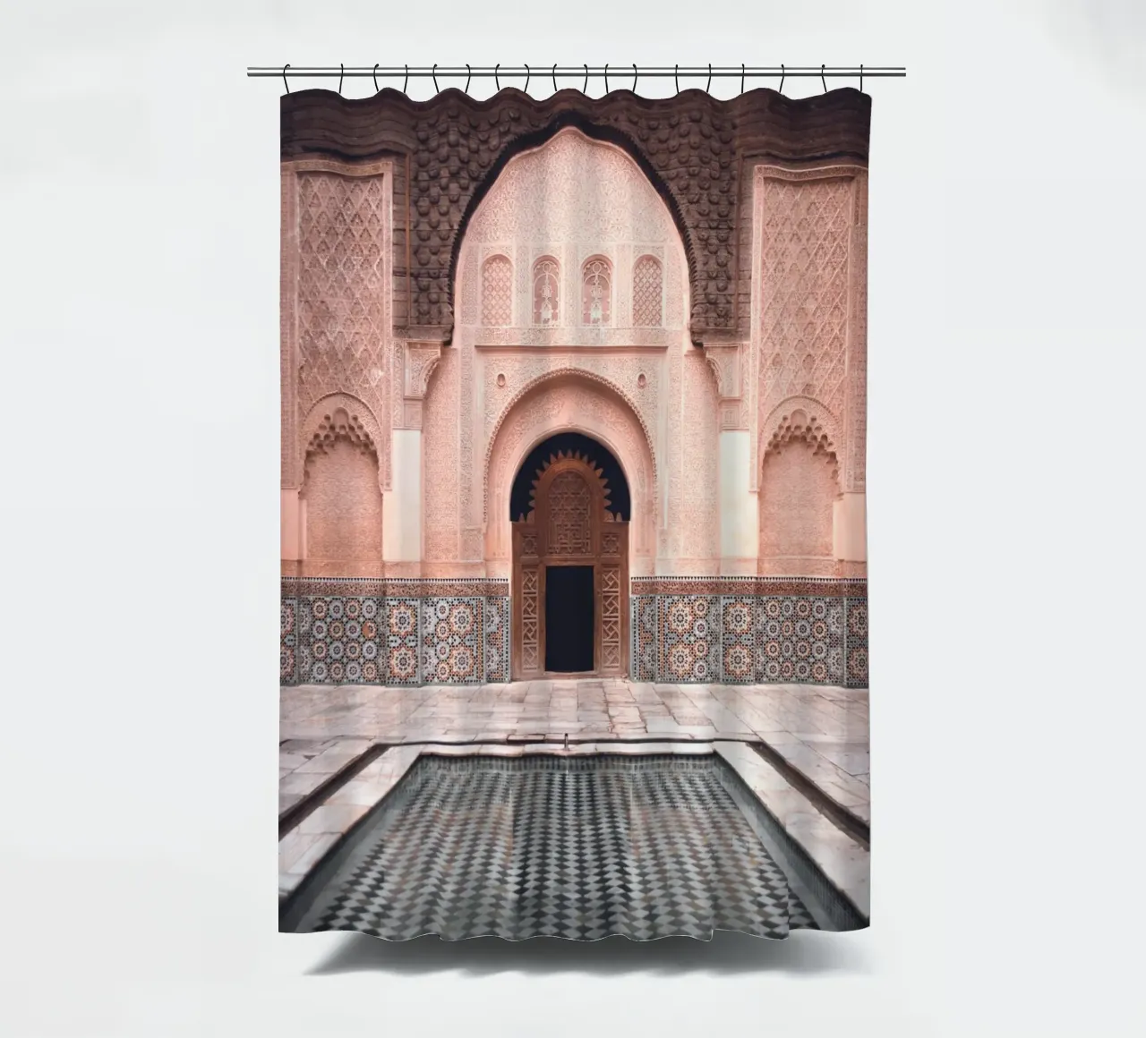 Oriental courtyard - Mystical mosaic architecture shower curtain by Whole©