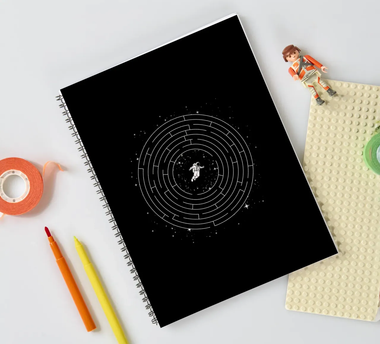 Astronaut Maze Adventure Labyrinth Exploration spiral notebook by Tobe Fonseca