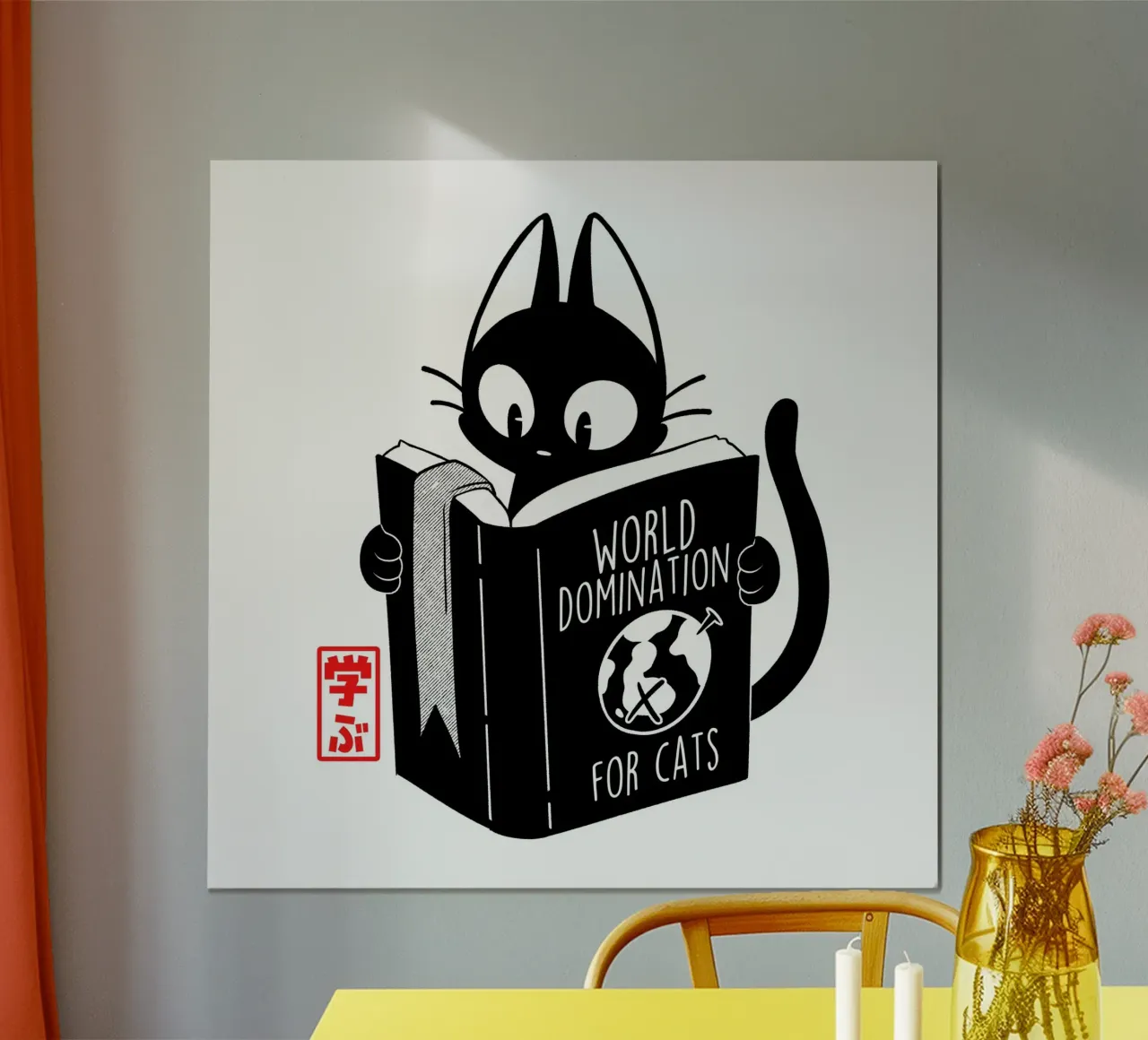 Dominio del mondo per i gatti Anime giapponese poster con telaio in legno da Tobe Fonseca