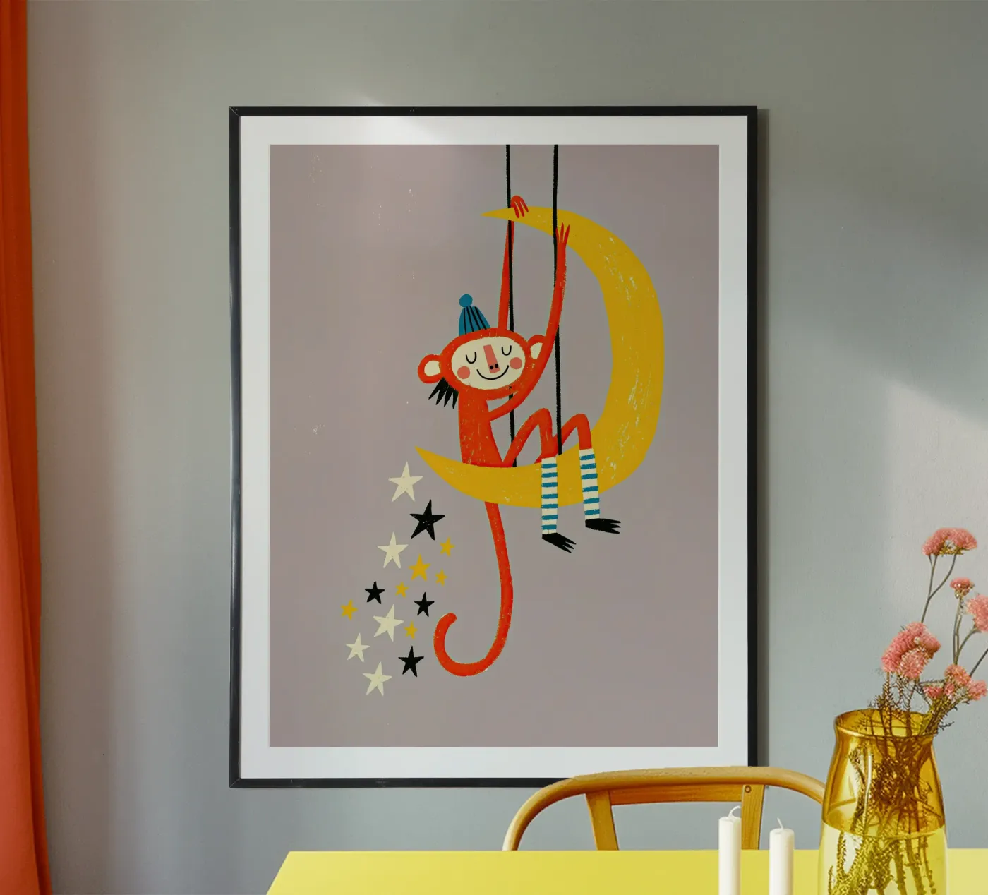 Monkey on Moon poster van Zuno