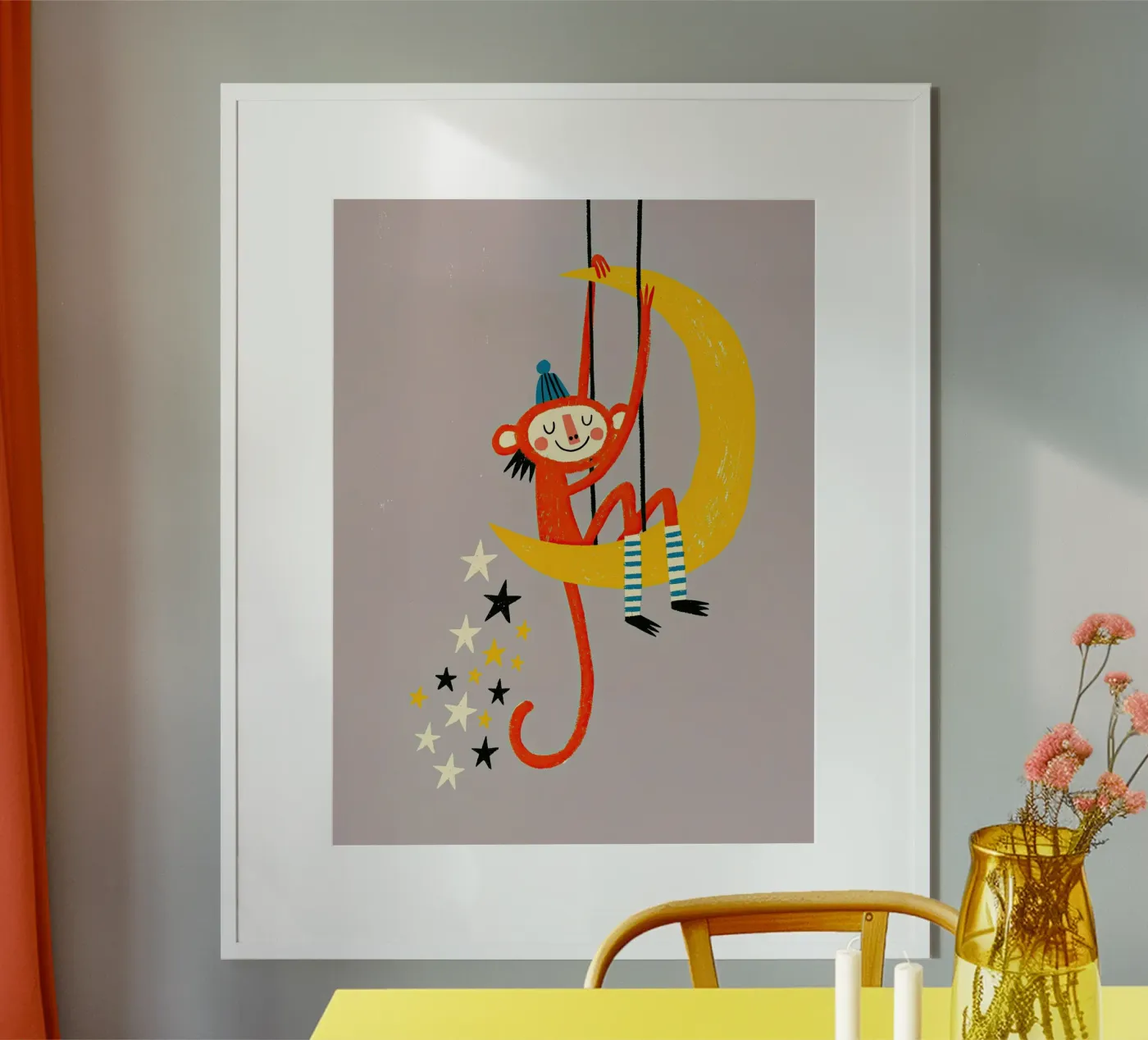 Monkey on Moon poster van Zuno