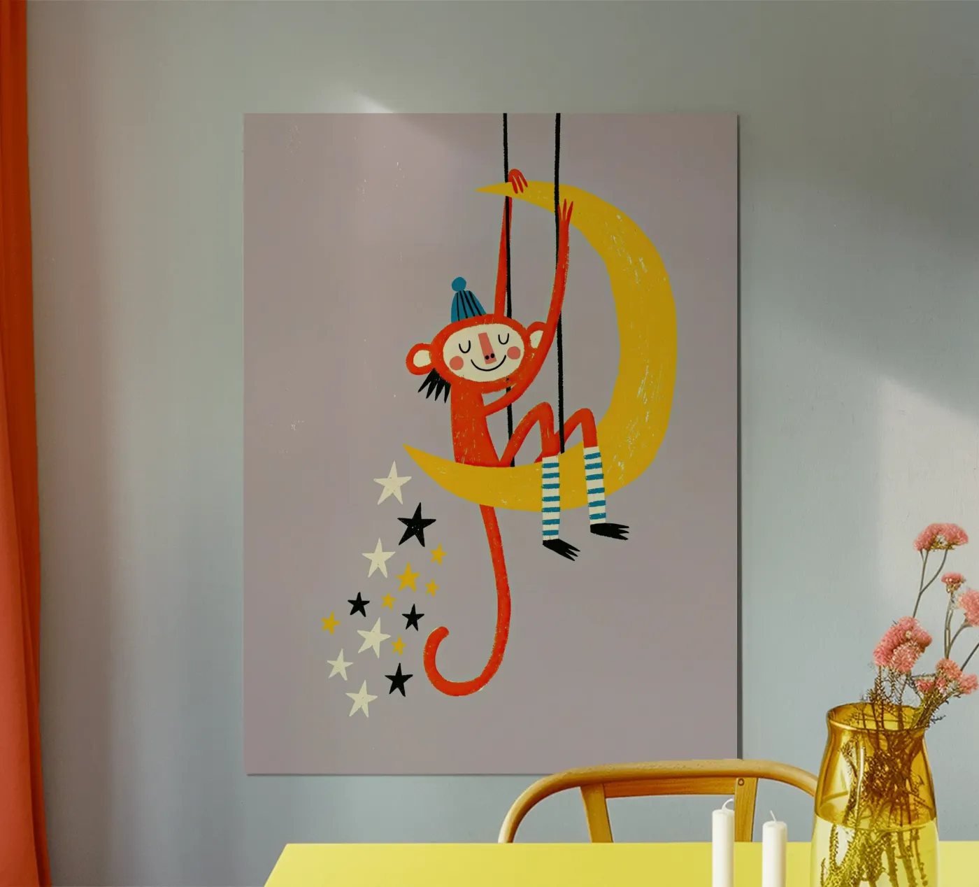 Monkey on Moon poster van Zuno