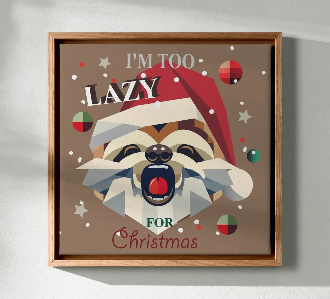 Relaxed through the Christmas season - sloth with style canvas with Floater frame by namosh