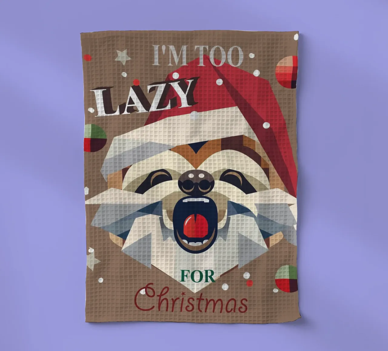 Entspannt durch die Weihnachtszeit – Faultier mit Stil Geschirrtuch von namosh