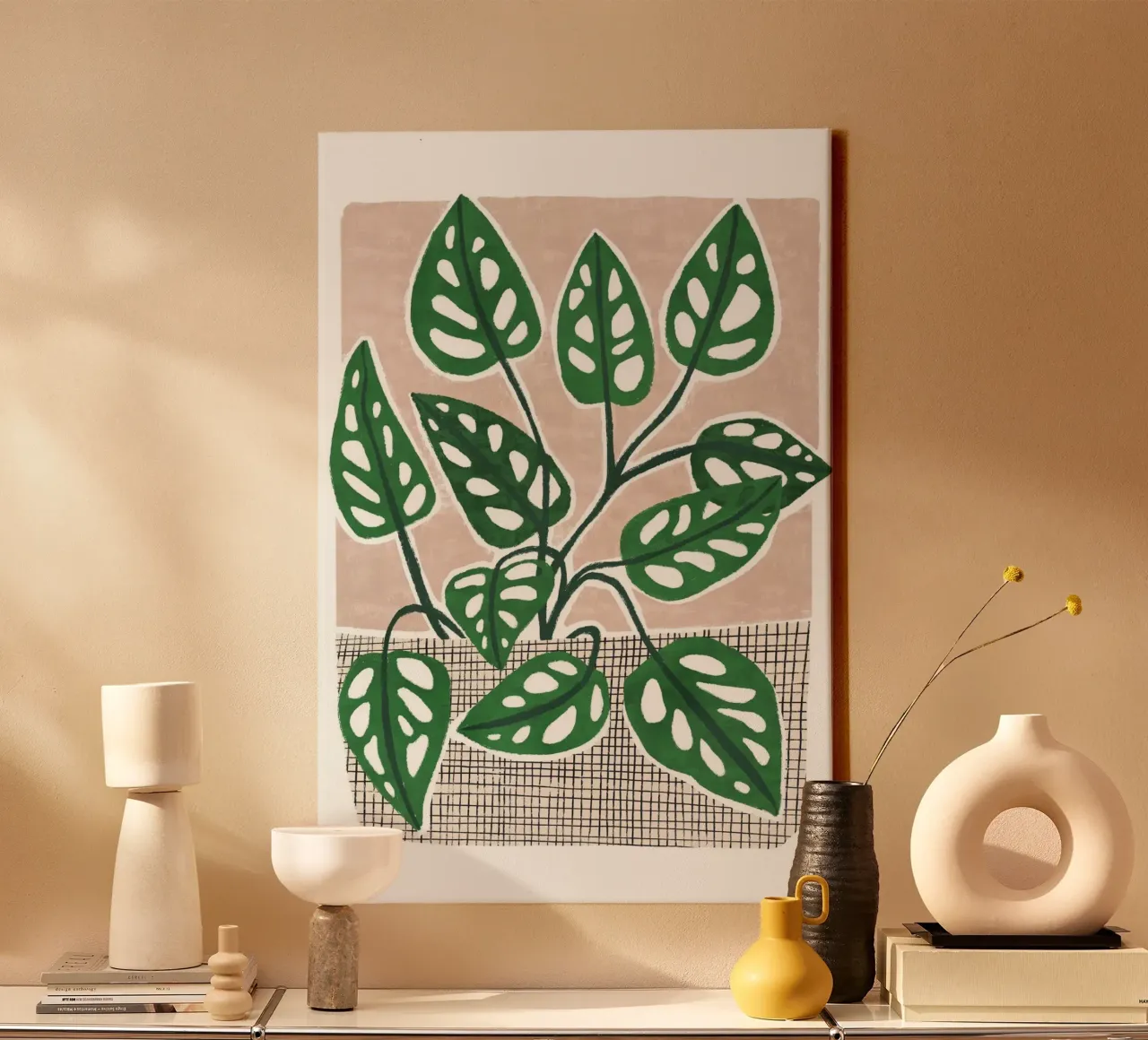 Pati Cascino - Monstera canvas met Baklijst van The Artcircle