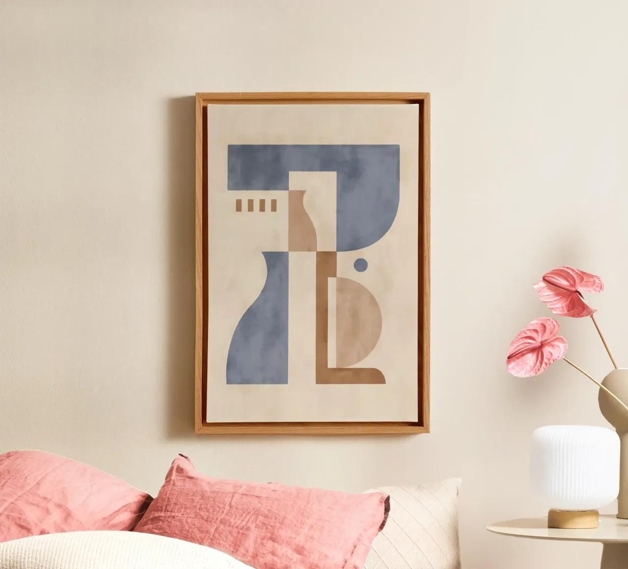 Pati Cascino - Stukken II Blauw canvas met Baklijst van The Artcircle