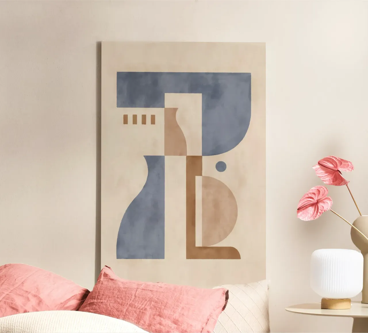 Pati Cascino - Stukken II Blauw canvas met Baklijst van The Artcircle
