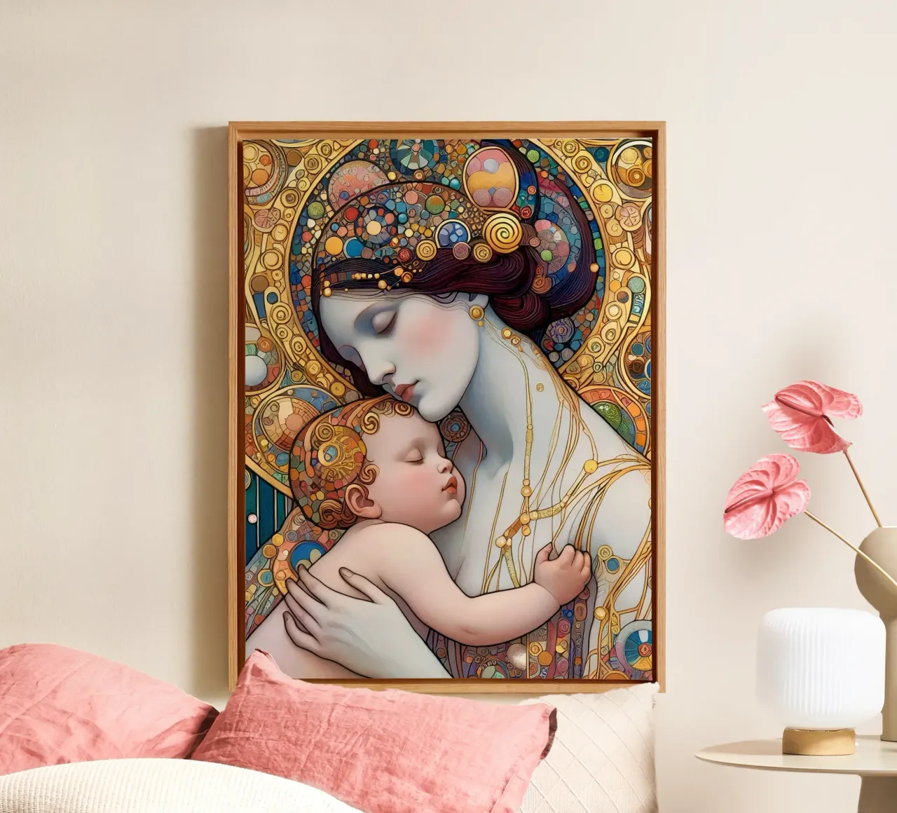 La madre tela con Cornice a cassetta da Art-Nouveau-Dsg