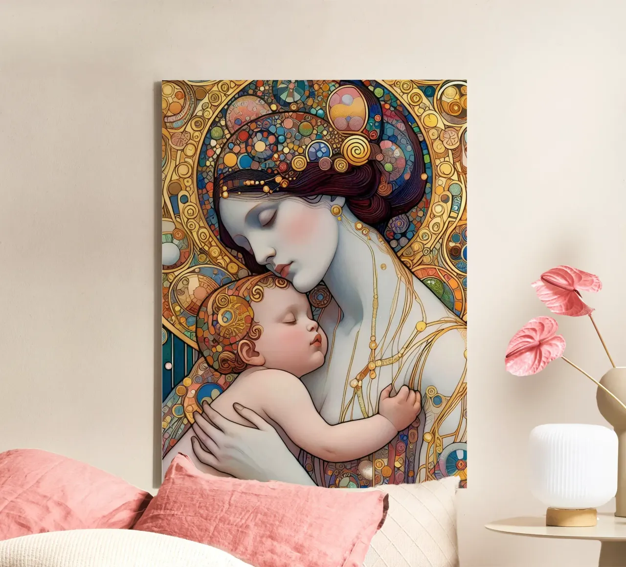 La madre tela con Cornice a cassetta da Art-Nouveau-Dsg