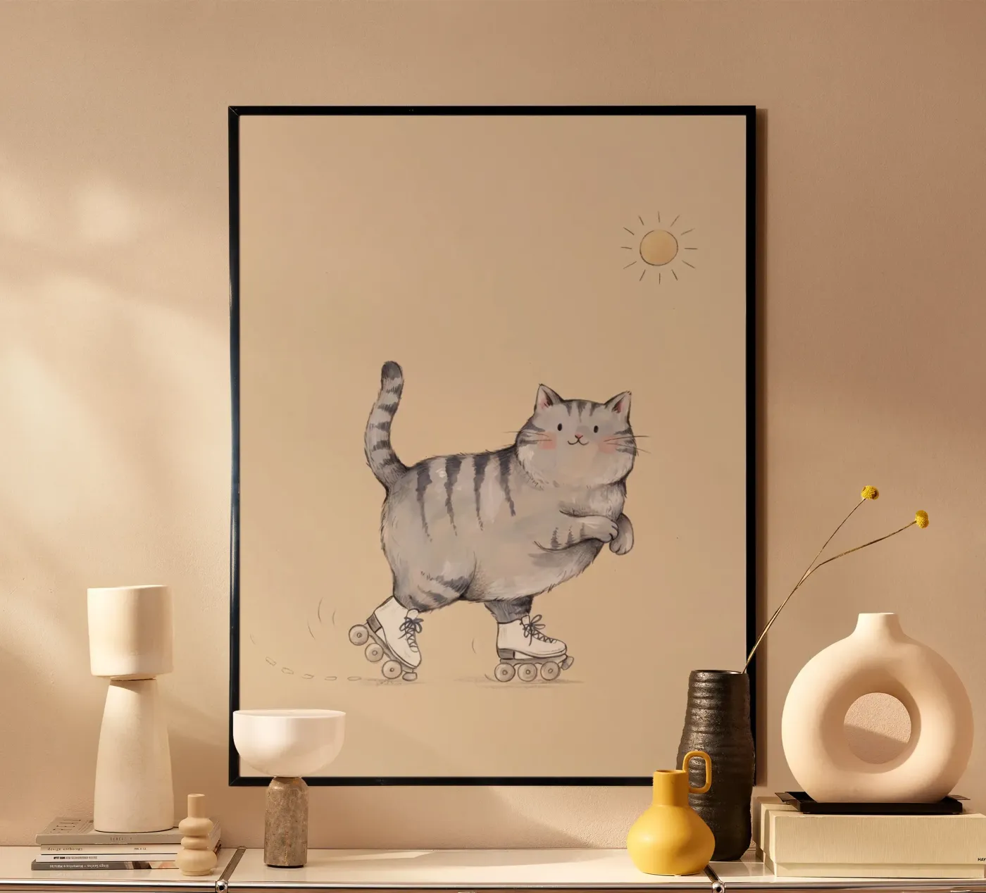 Roller-skating cat poster by Klitzeklein