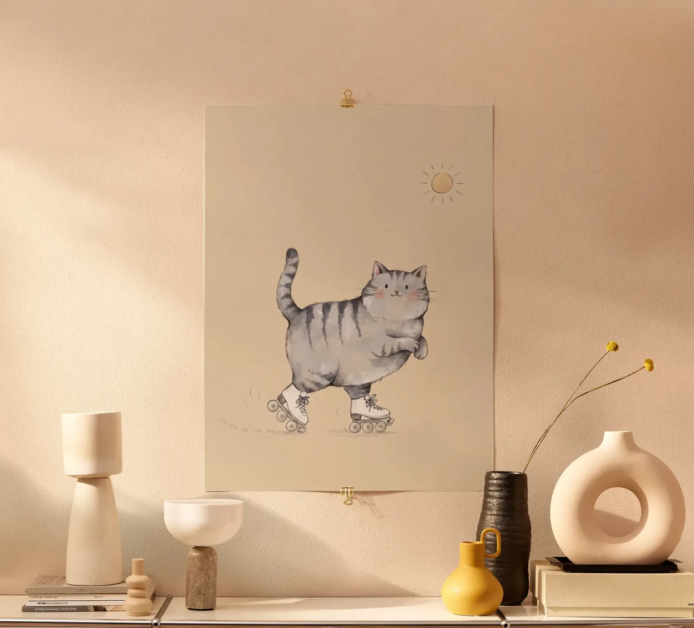 Roller-skating cat poster by Klitzeklein