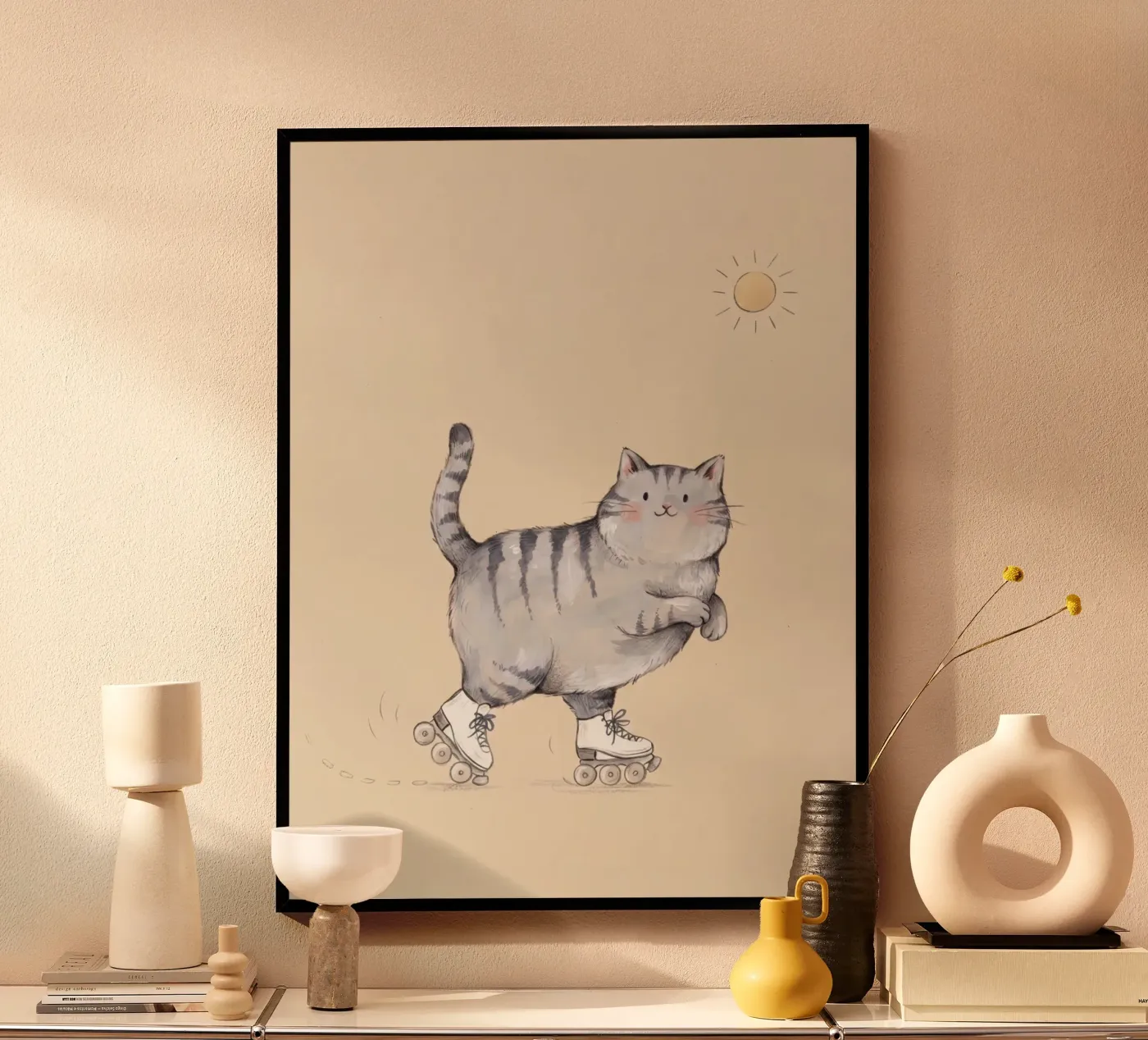 Roller-skating cat poster by Klitzeklein