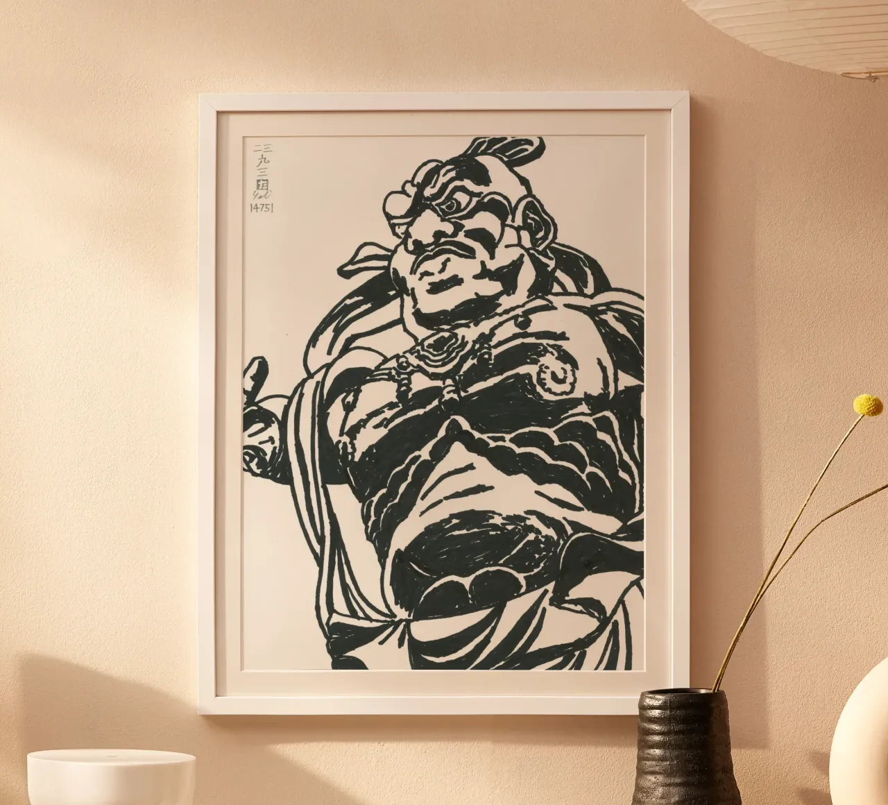 Kongō Rikishi Ungyō poster con telaio in legno da Asobōze