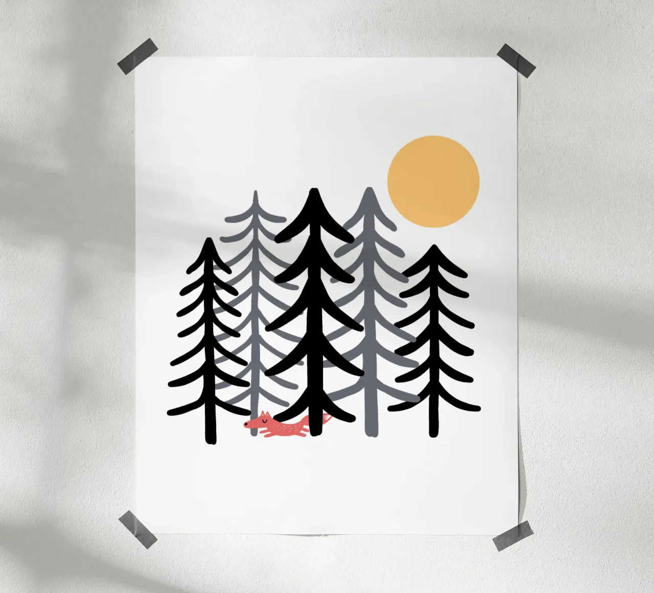 Fuchs im Wald II poster con telaio in alluminio da BAINAI