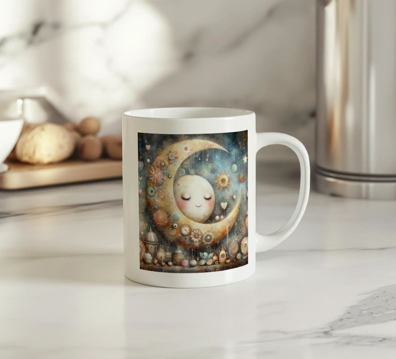 une lune capricieuse. mug en céramique de ARTVI-SHOP