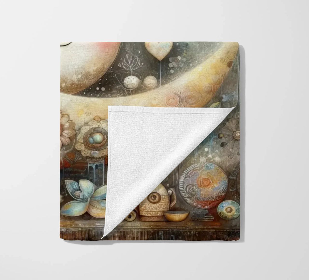a capricious moon. beach towel by ARTVI-SHOP