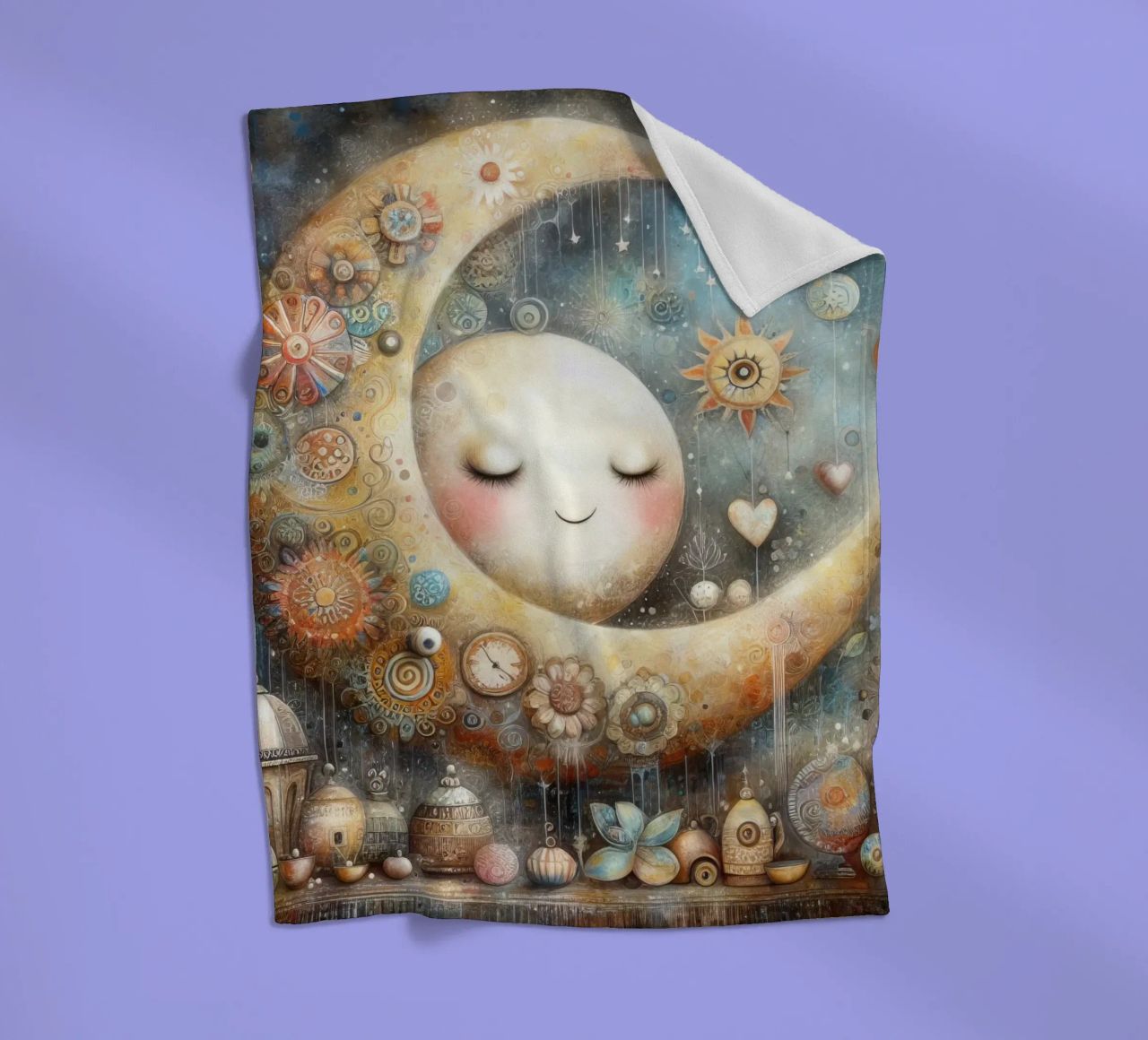 a capricious moon. fleece blanket by ARTVI-SHOP