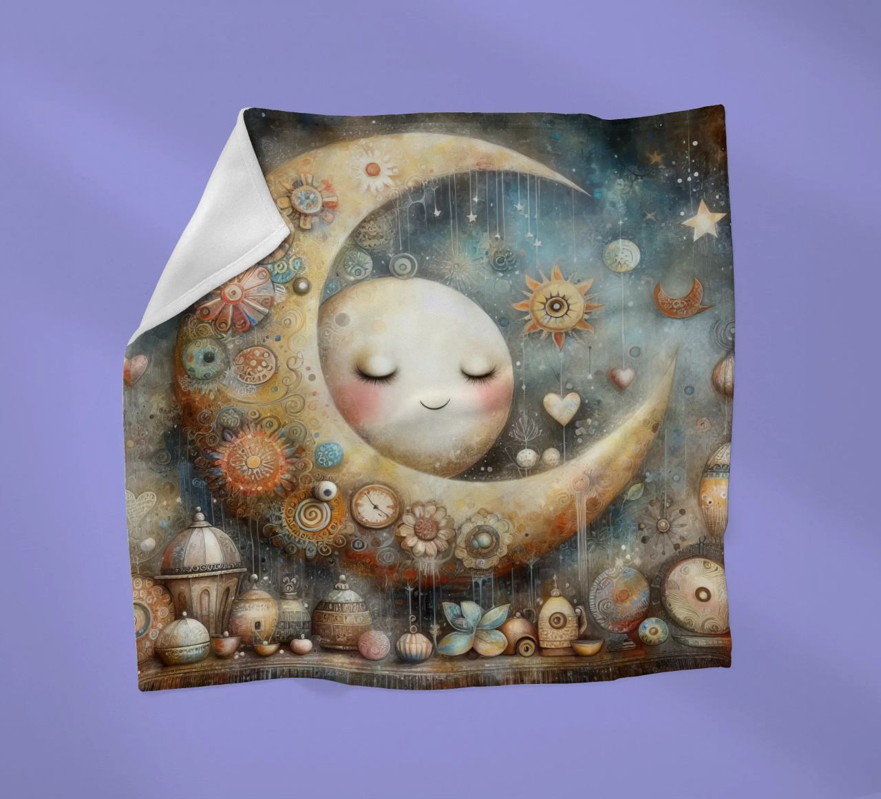 a capricious moon. fleece blanket by ARTVI-SHOP