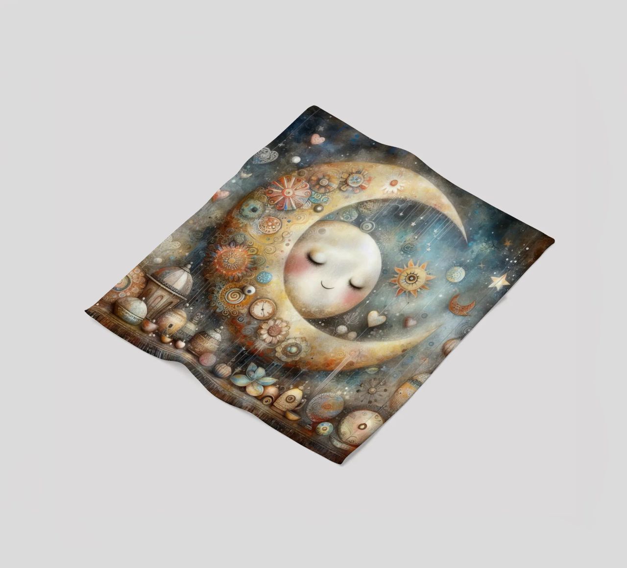 a capricious moon. fleece blanket by ARTVI-SHOP