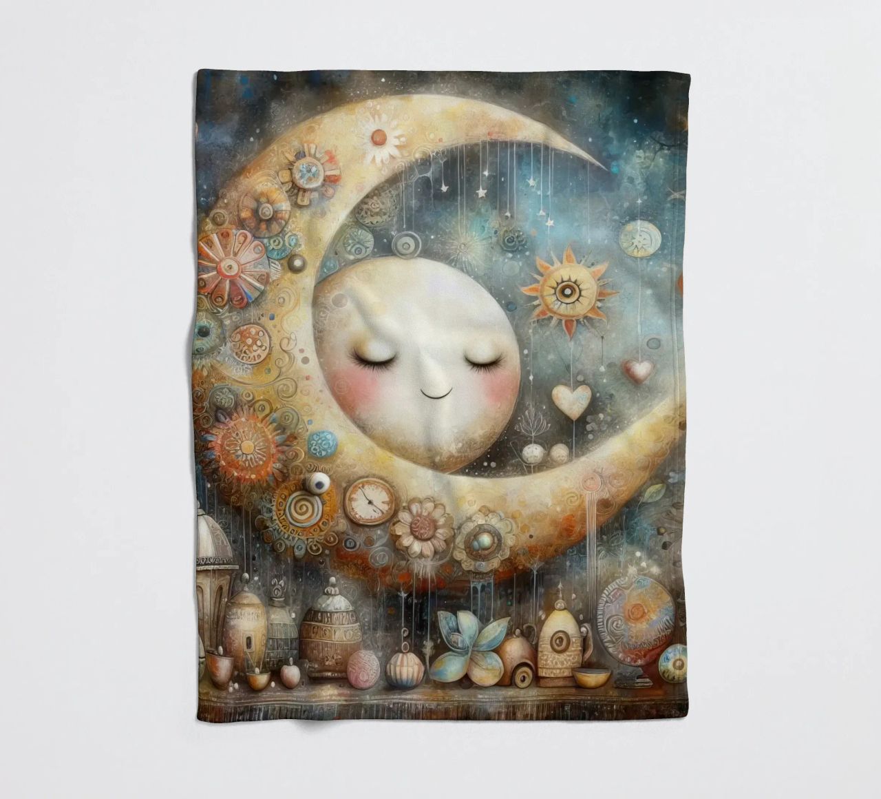 a capricious moon. fleece blanket by ARTVI-SHOP