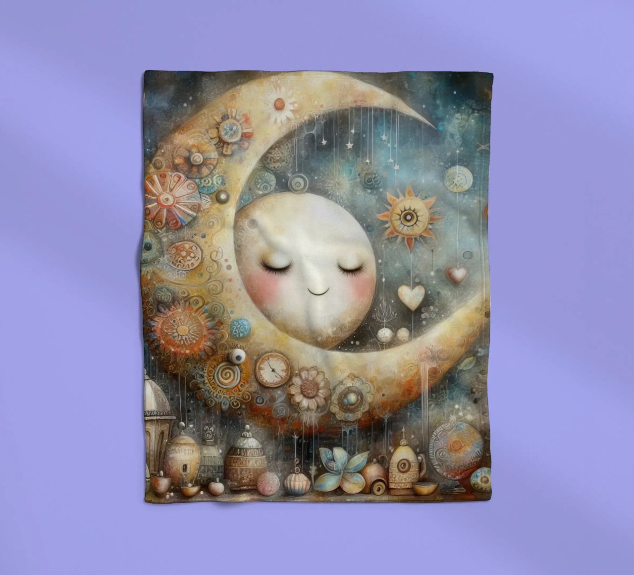 a capricious moon. fleece blanket by ARTVI-SHOP