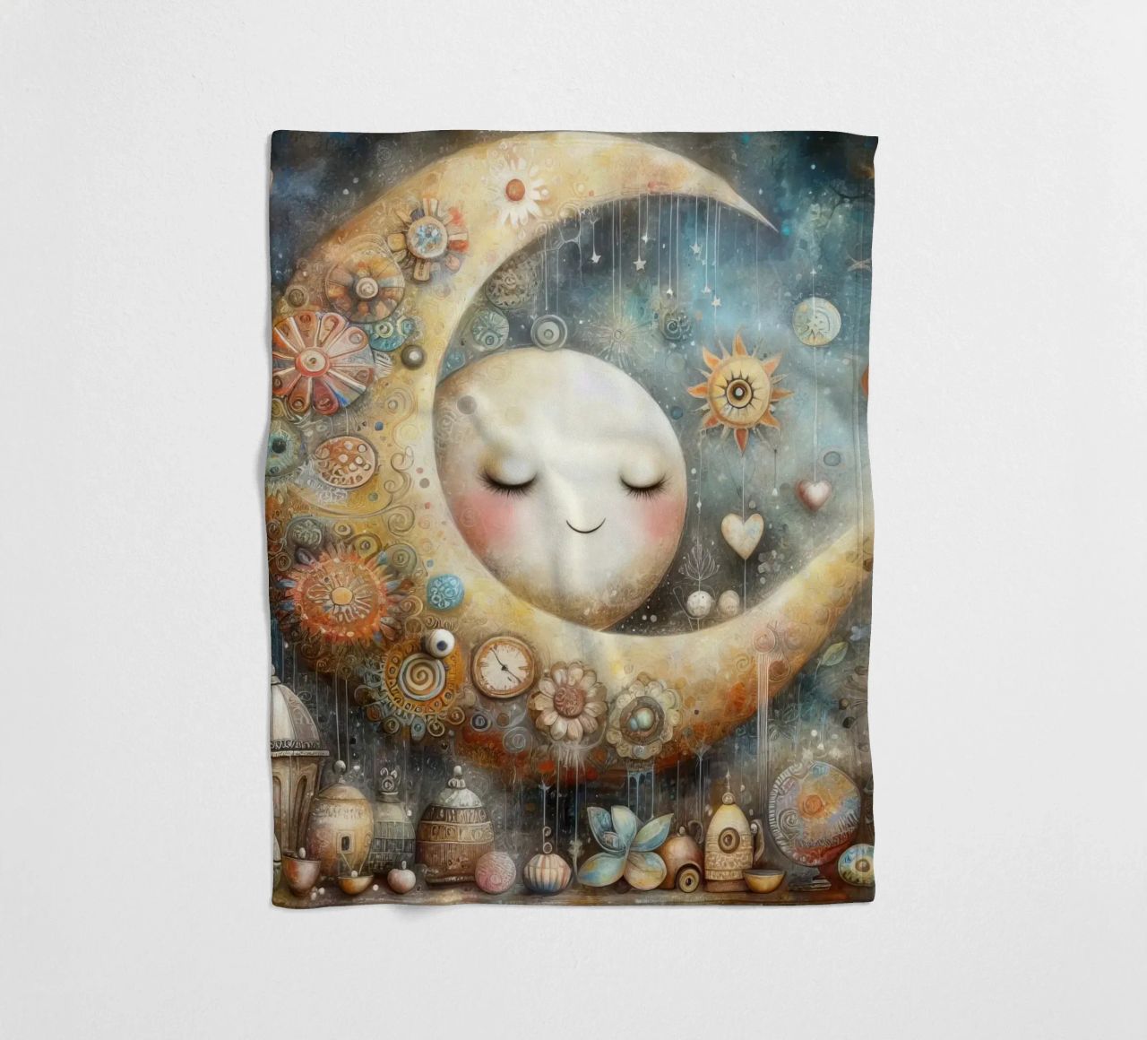 a capricious moon. fleece blanket by ARTVI-SHOP