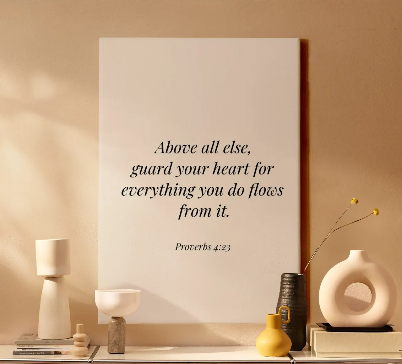Zitat Psalm 4:23 Leinwand mit Schattenfugenrahmen von Paigaam Studio