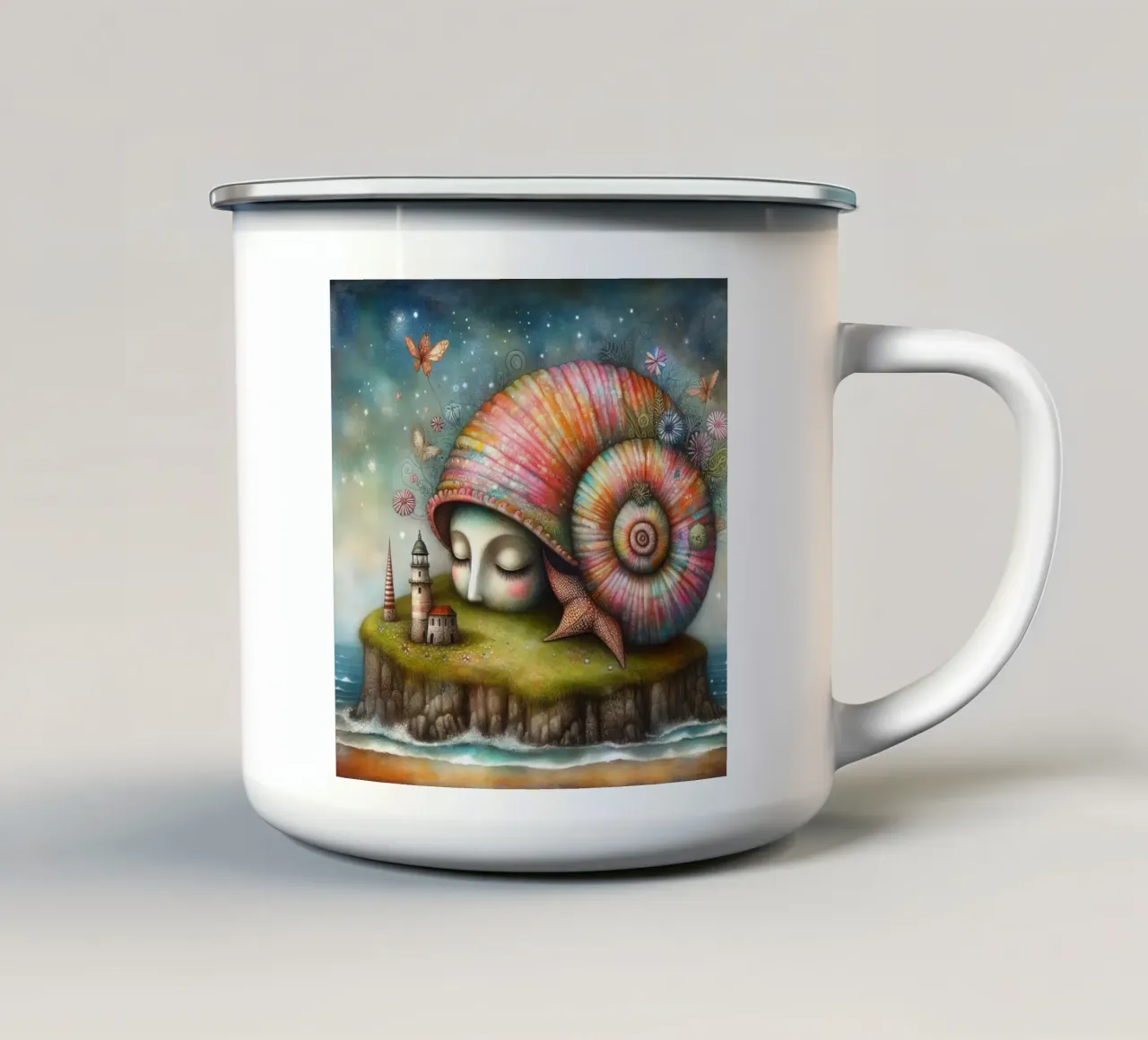 una conchiglia stravagante tazza in smalto da 🎁 ARTVI-SHOP