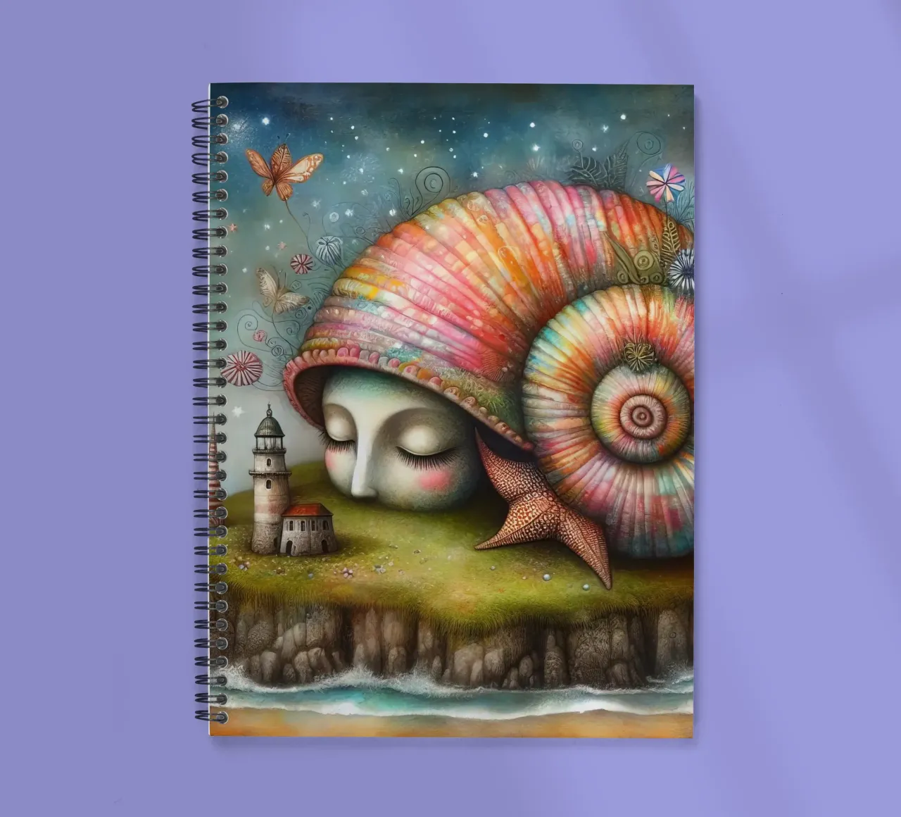 a whimsical seashell spiral notebook by 🎁 ARTVI-SHOP