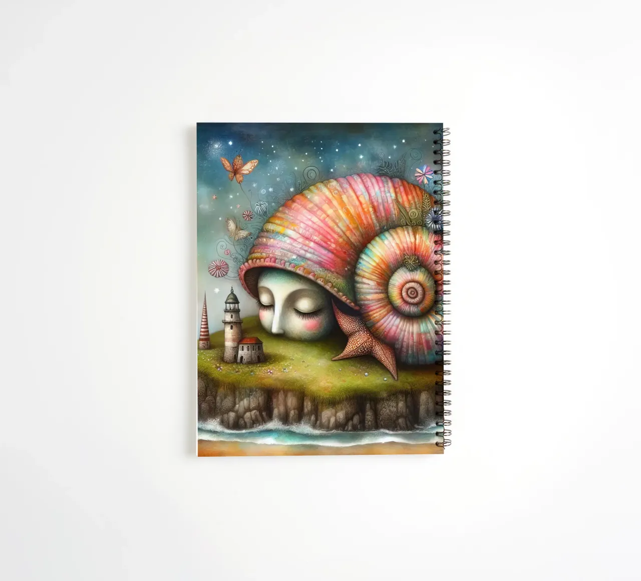 a whimsical seashell spiral notebook by 🎁 ARTVI-SHOP