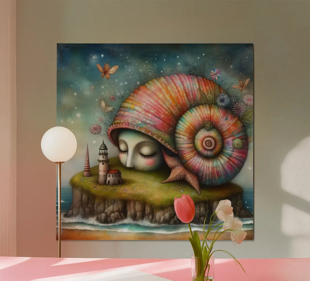 a whimsical seashell poster by 🎁 ARTVI-SHOP