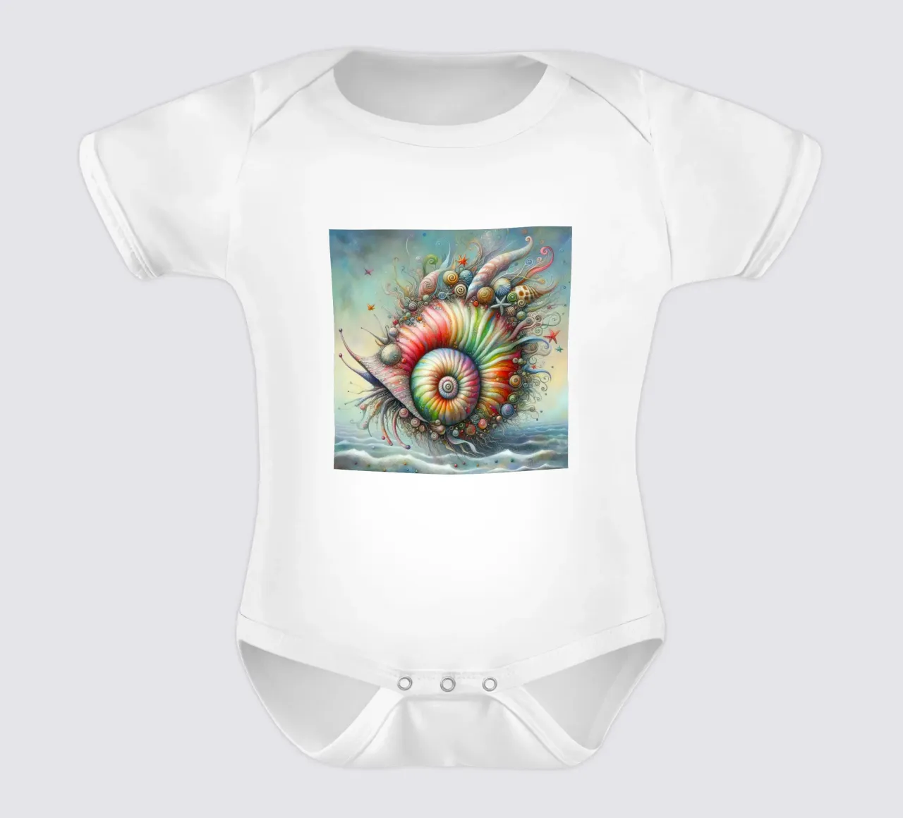a whimsical seashell short-sleeve baby romper by 🎁 ARTVI-SHOP