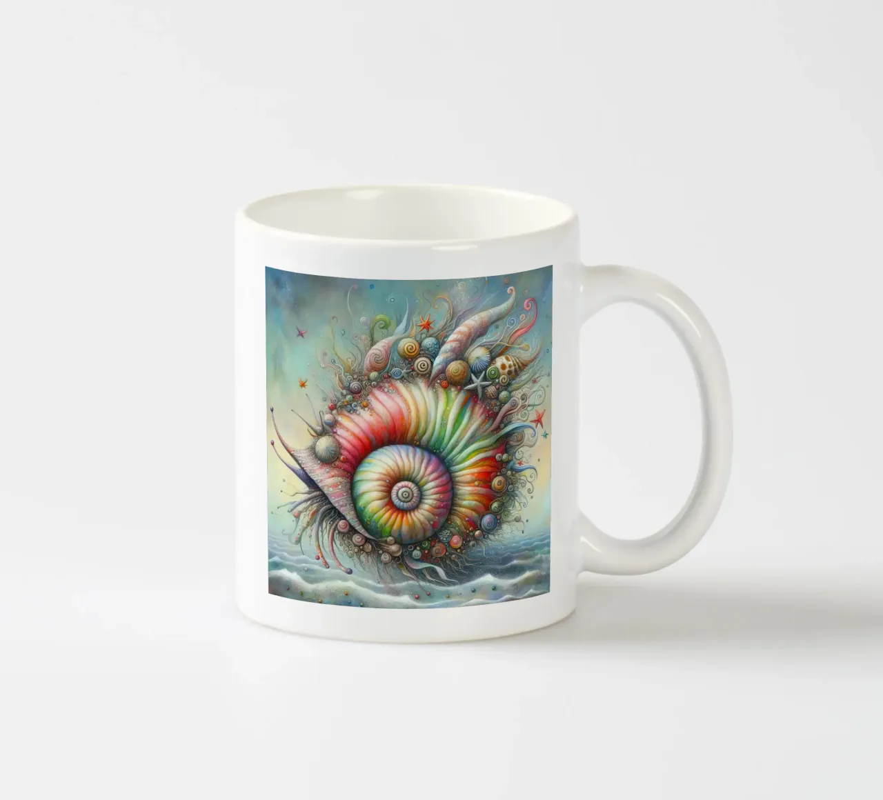 a whimsical seashell ceramic mug by 🎁 ARTVI-SHOP