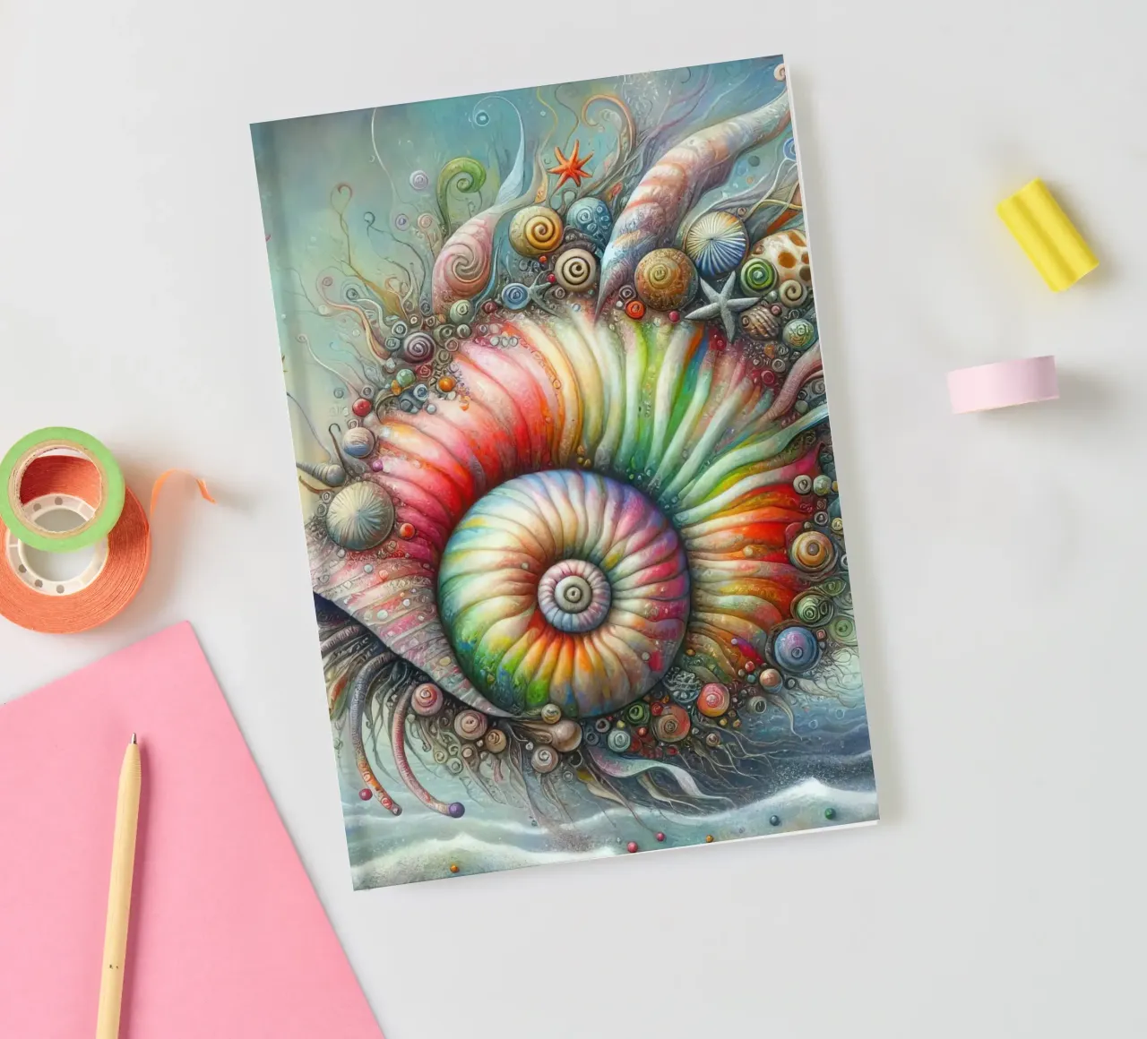a whimsical seashell notebook by ARTVI-SHOP