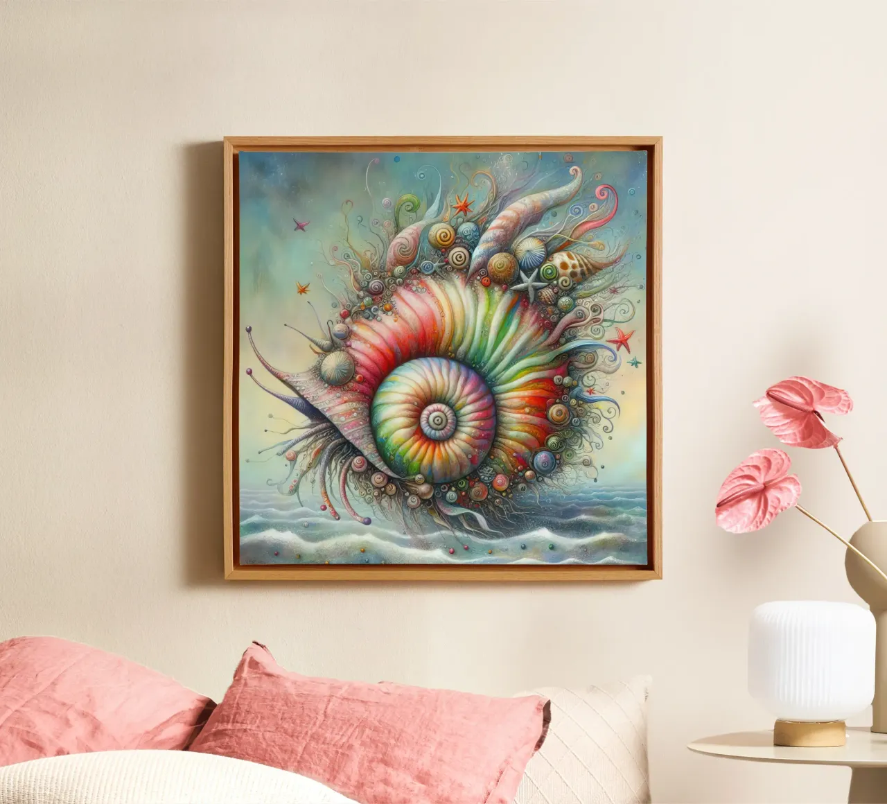 a whimsical seashell canvas by 🎁 ARTVI-SHOP