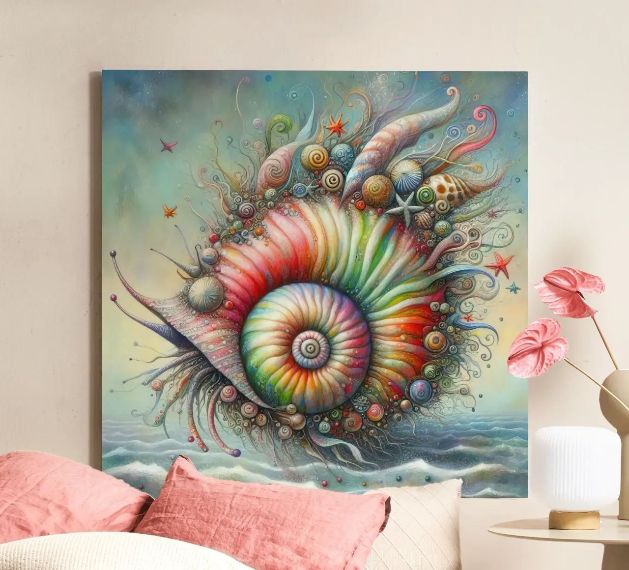 a whimsical seashell canvas by 🎁 ARTVI-SHOP